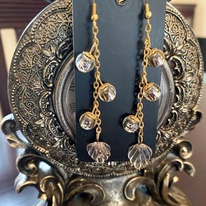 3 for 15. Gold Coloured Clear Leaf Earrings